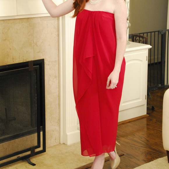 SALE! Red Strapless Dress - Picture 3 of 5